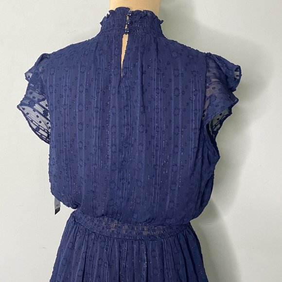 NWT BCX Juniors' Smocked Swiss-Dot Dress Cottage Chic Navy Blue Size XL - Picture 6 of 10